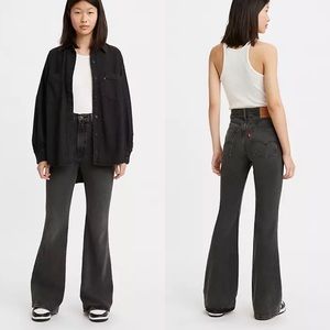 Levi’s 70s High Rise Flare Jeans Such a Doozie Black Wash Sz 28